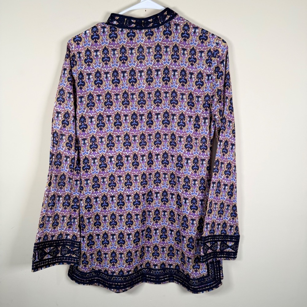 Tory Burch Damask Crochet Trim Tunic Top Sz 4 Boho Resort Wear preppy designer - Picture 8 of 14